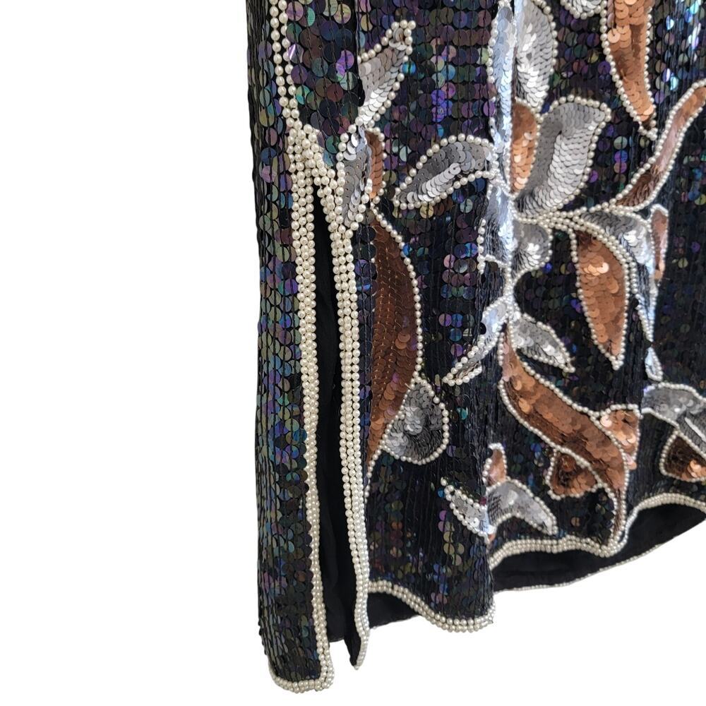 Gorgeous Sequin Sheath Dress | Modest Glam Vintage Silk - Picture 6 of 12
